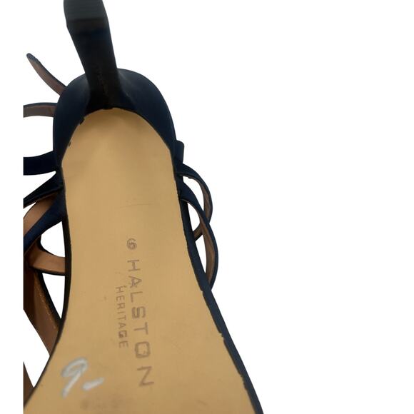 Halston Heritage Bette Strappy Stiletto Heels Sandals Navy Size 9 - Picture 5 of 6